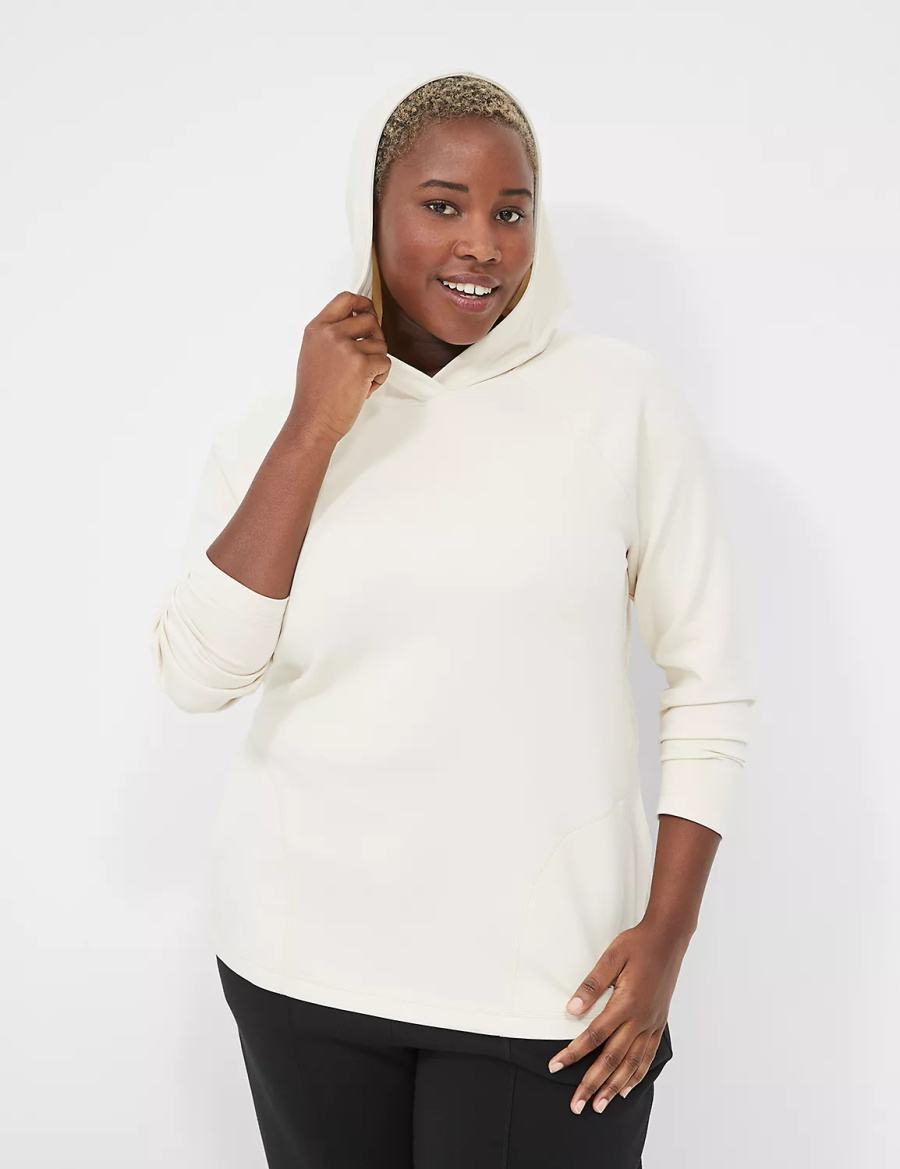 Lane Bryant LIVI Hooded Journey Pullover Women Pullover White | ZEU6363CO