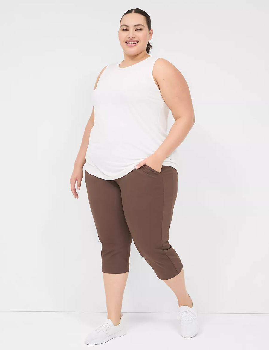 Lane Bryant LIVI Knit Capri Women Pants Dark Brown | KTY548RK