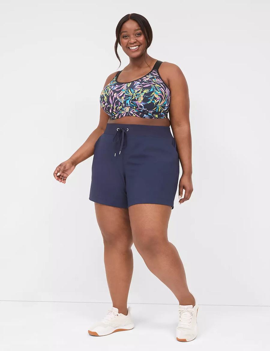 Lane Bryant LIVI Knit Women Shorts Navy | PTR9786DL