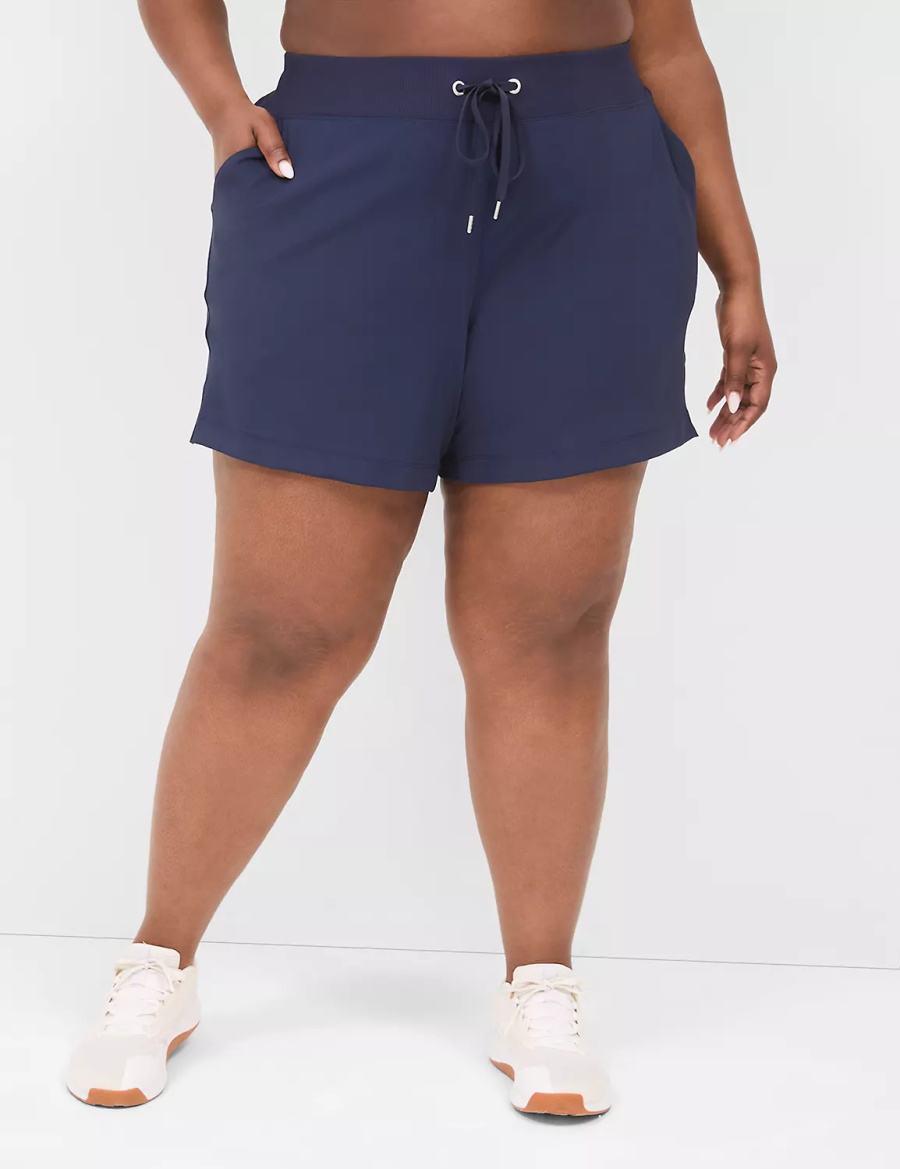 Lane Bryant LIVI Knit Women Shorts Navy | PTR9786DL