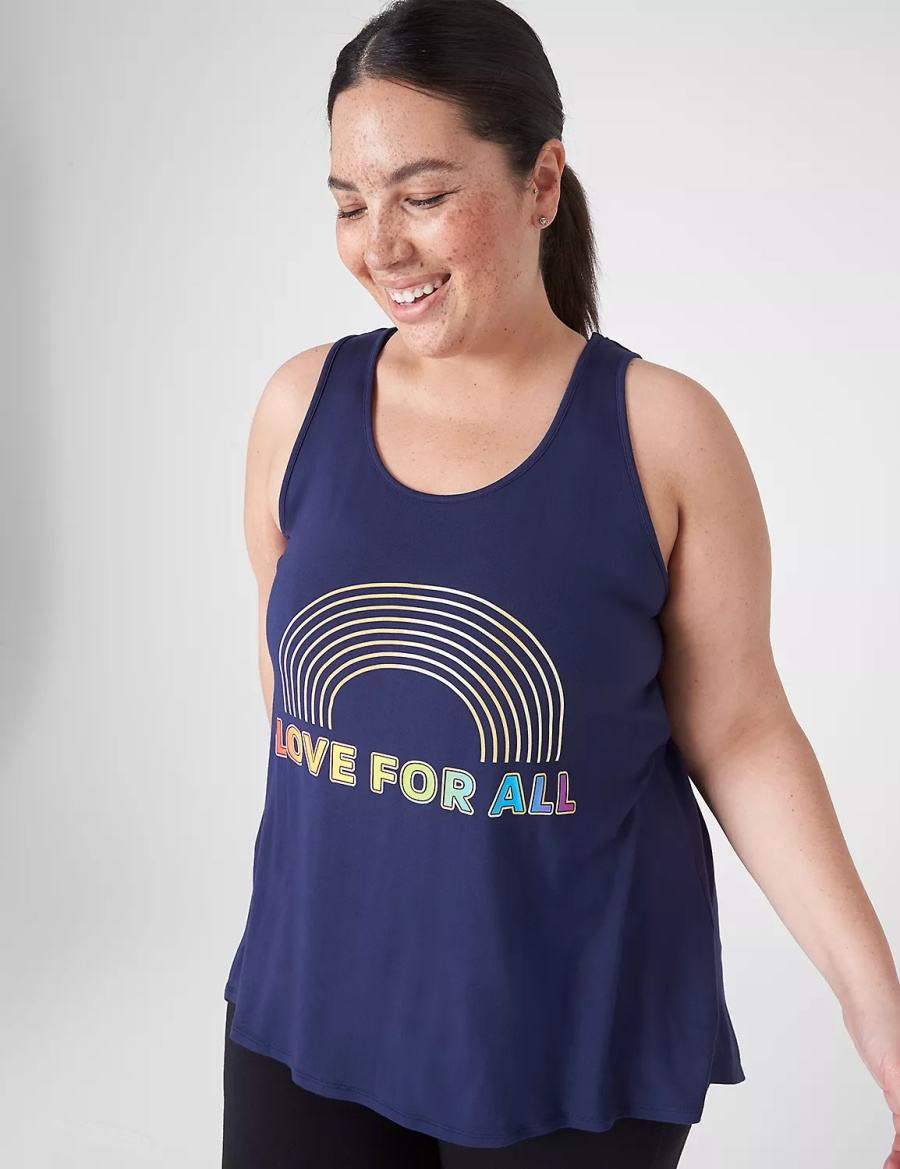 Lane Bryant LIVI Pride Cut-Out Back Women Tank Top Blue | OGT4529JR