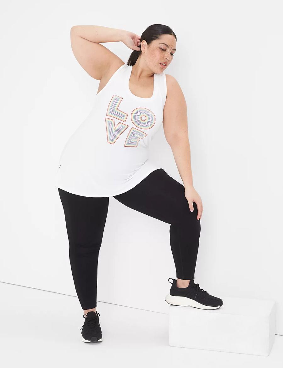 Lane Bryant LIVI Pride Racerback Women Tank Top White | QMA4080HZ