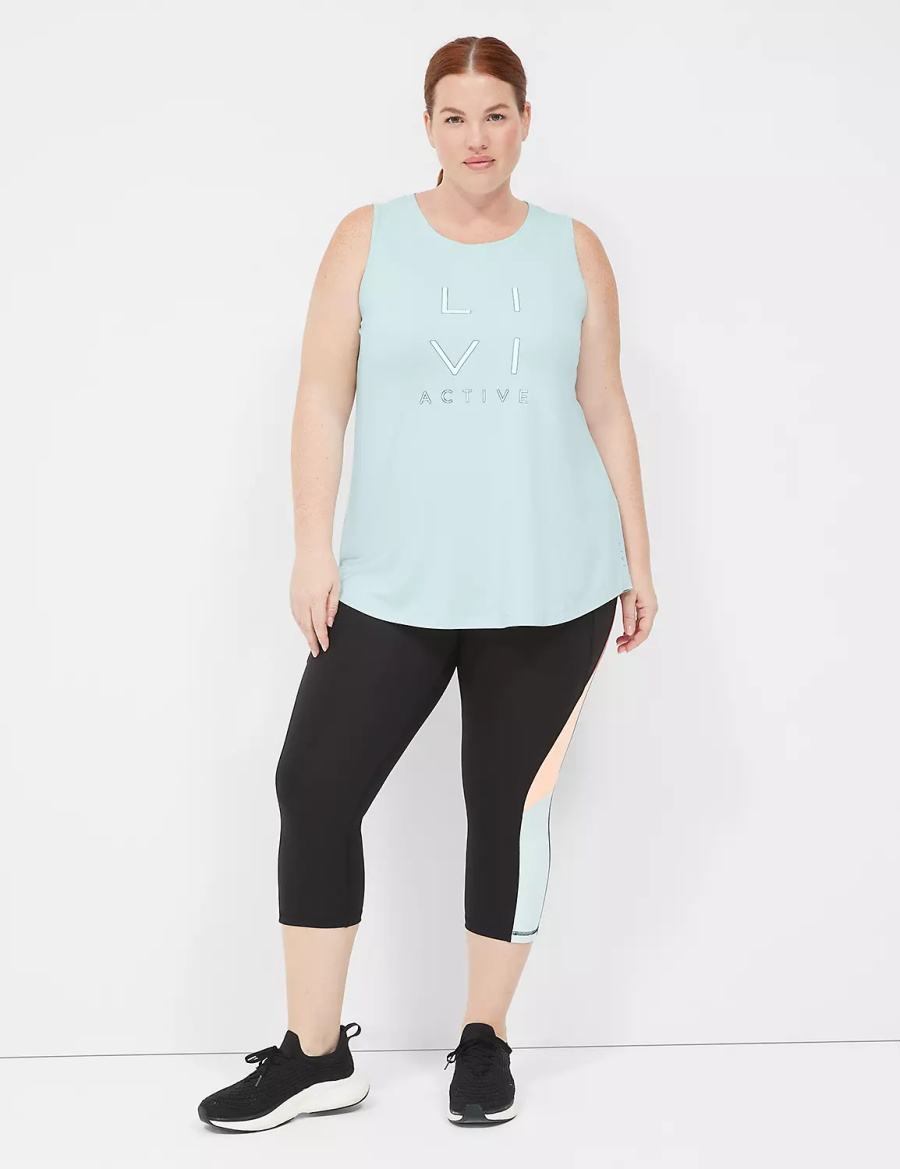 Lane Bryant LIVI Recycled LIVI Soft Logo Graphic Women Tank Top Light Green | QUR7270AC