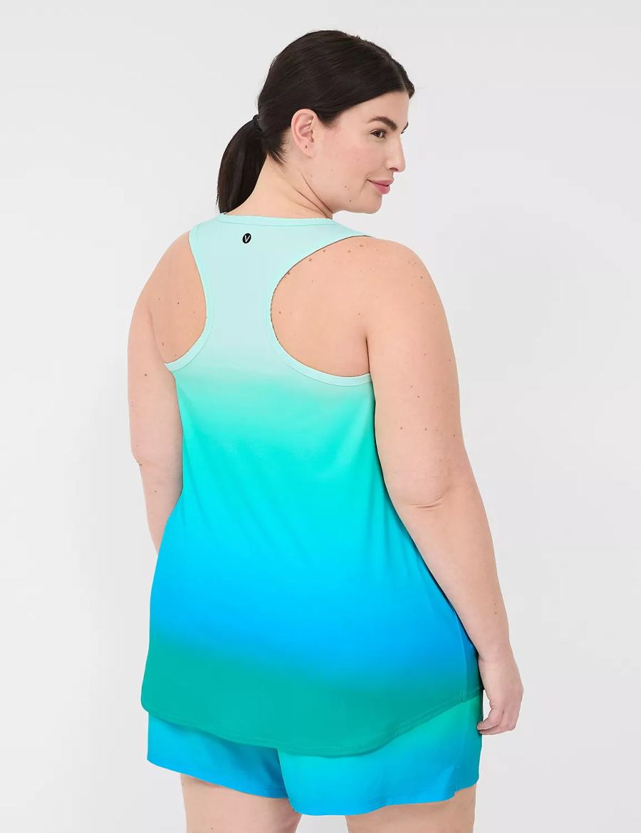 Lane Bryant LIVI Scoop-Neck Wicking Racerback Women Tank Top Green | TYL9848PH