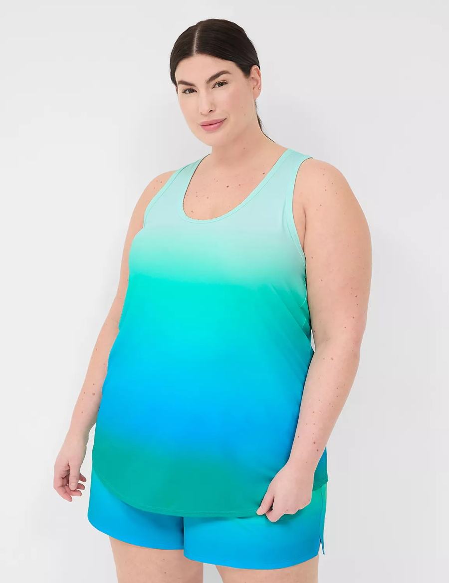 Lane Bryant LIVI Scoop-Neck Wicking Racerback Women Tank Top Green | TYL9848PH