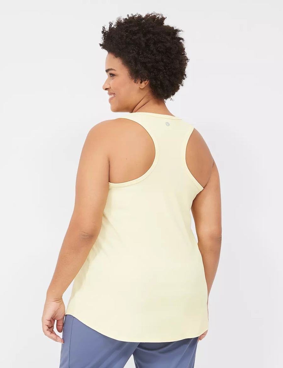 Lane Bryant LIVI Scoop-Neck Wicking Rib Racerback Women Tank Top Yellow | NYD975AI