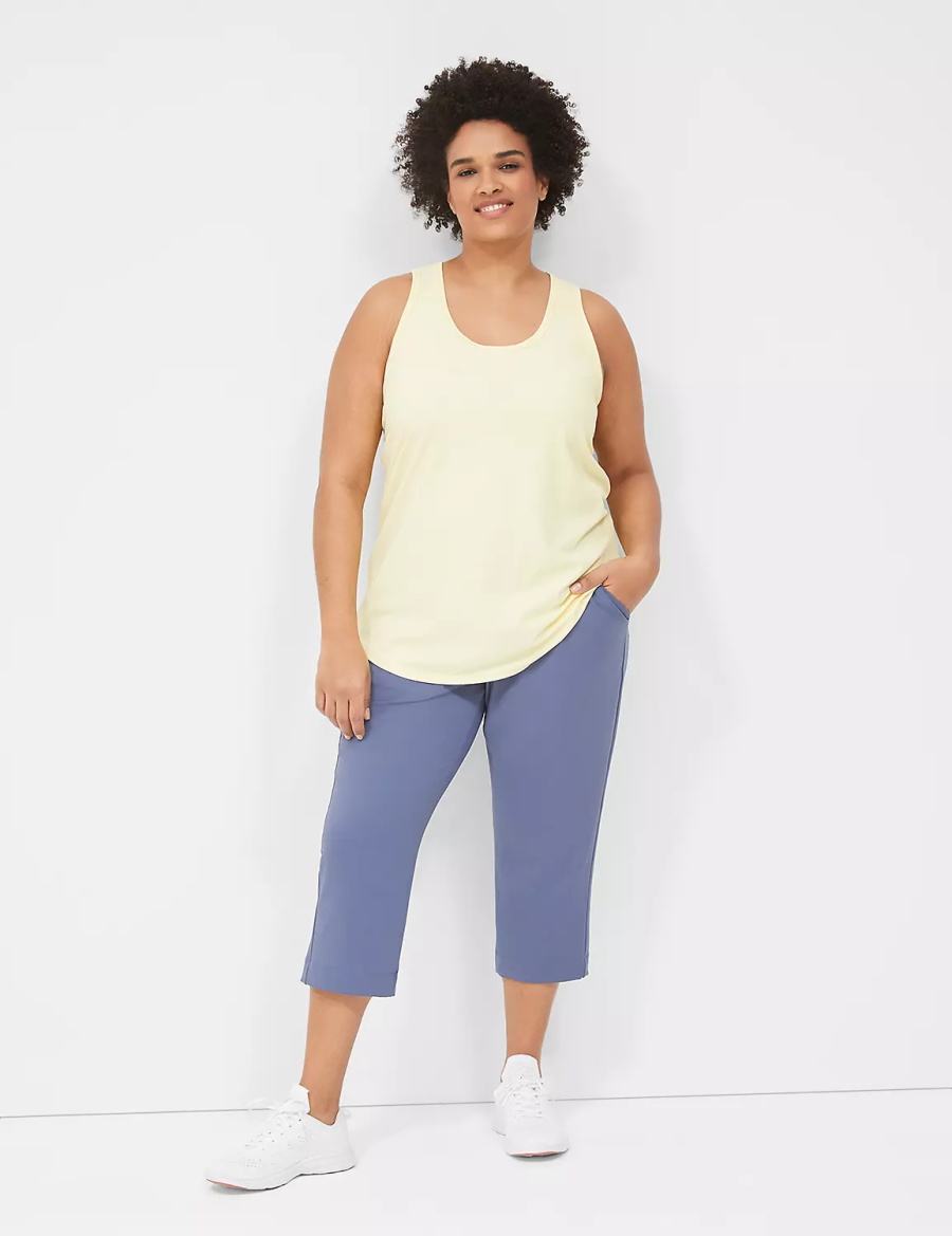 Lane Bryant LIVI Scoop-Neck Wicking Rib Racerback Women Tank Top Yellow | NYD975AI