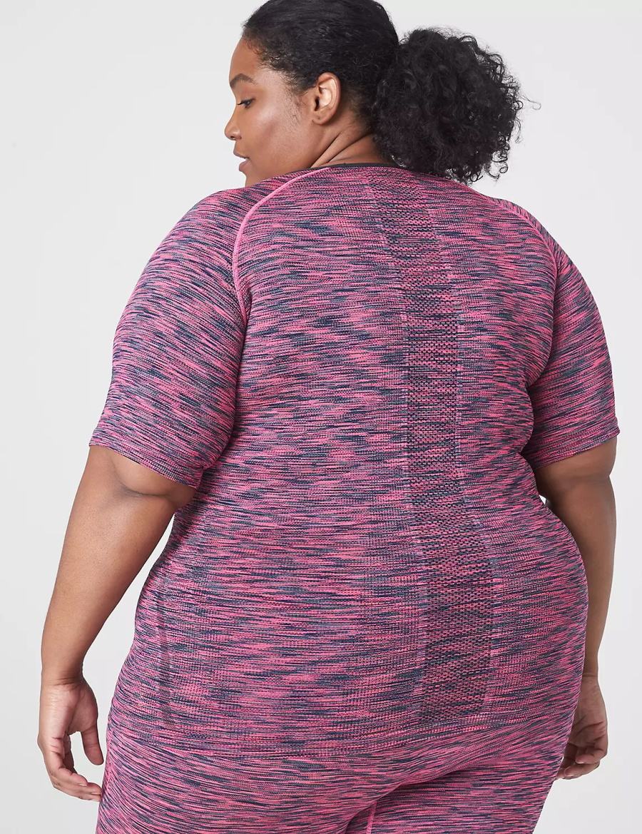 Lane Bryant LIVI Seamless Fitted Spacedye Top Women T Shirts Pink | JUM3265XE