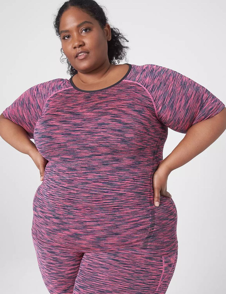 Lane Bryant LIVI Seamless Fitted Spacedye Top Women T Shirts Pink | JUM3265XE