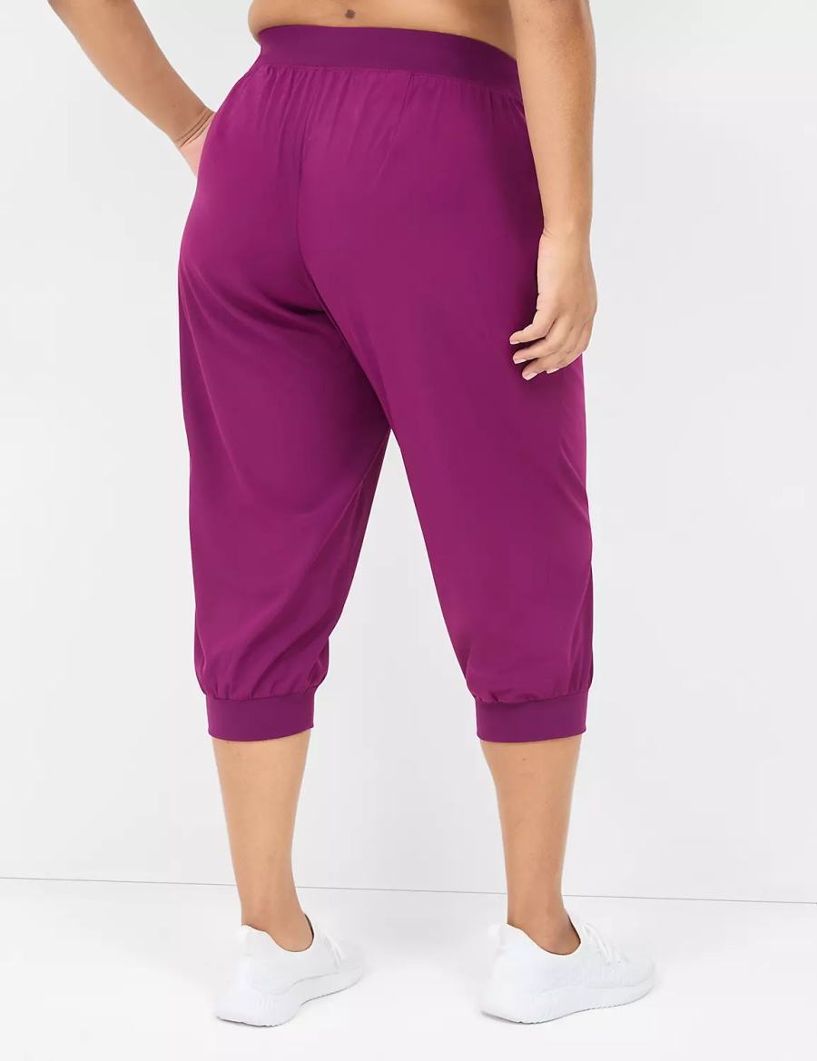 Lane Bryant LIVI Stretch Woven Capri Women Joggers Dark Purple | VZE412ZZ