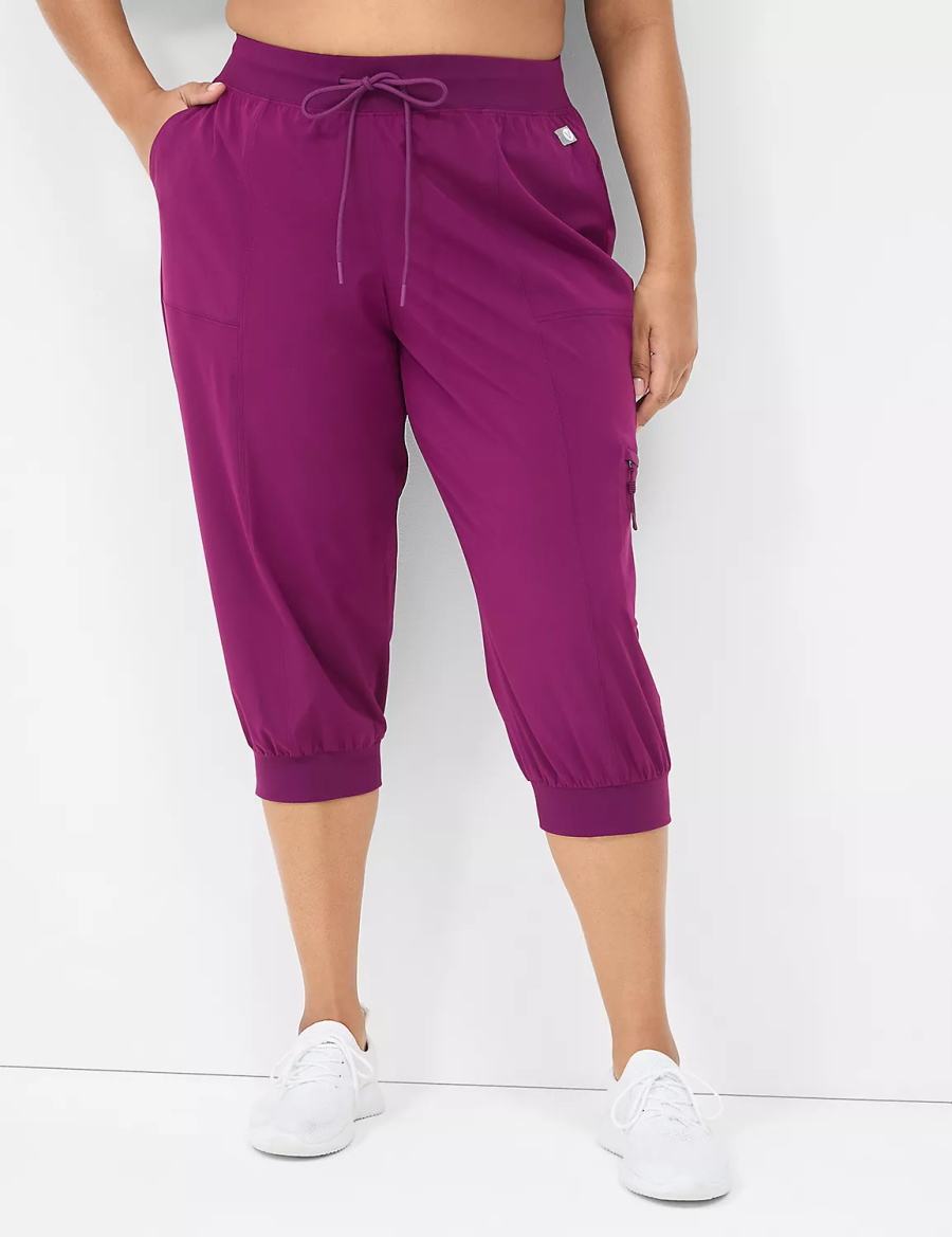 Lane Bryant LIVI Stretch Woven Capri Women Joggers Dark Purple | VZE412ZZ