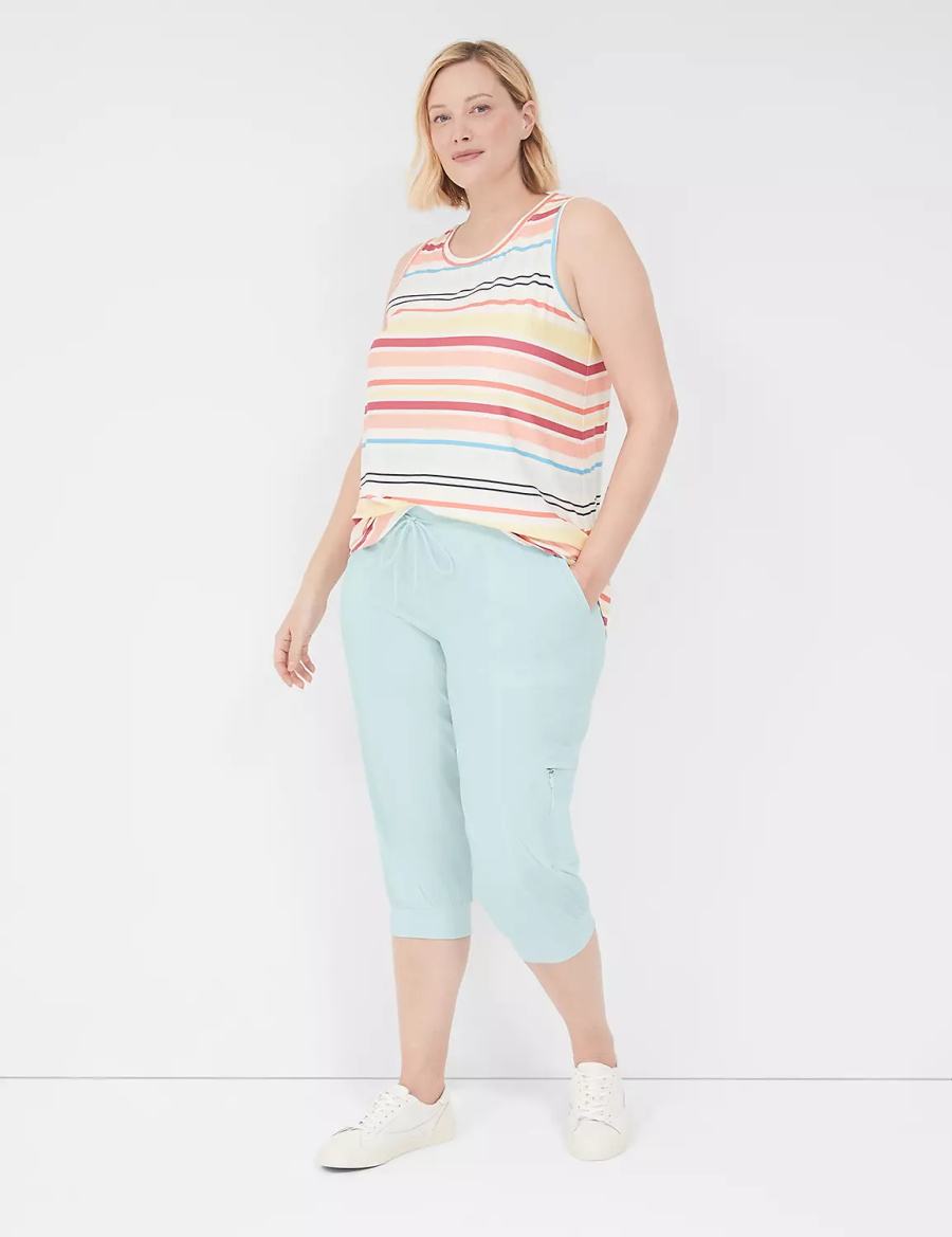 Lane Bryant LIVI Stretch Woven Capri Women Joggers Light Green | CHL658PN