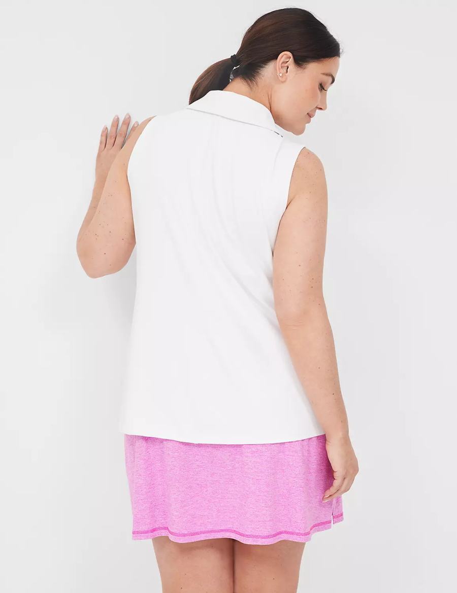 Lane Bryant LIVI V-Neck Recycled LIVI Soft Polo Women Tank Top White | VSA3035HS