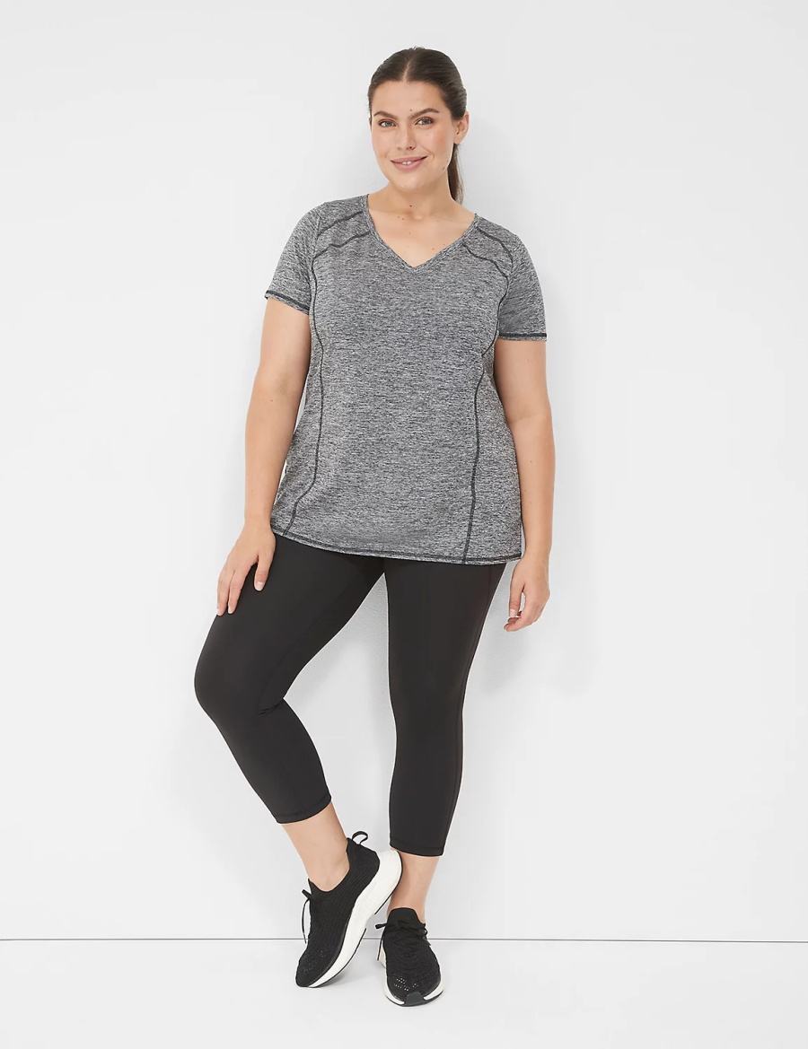 Lane Bryant LIVI Wicking Active Tee Women T Shirts Black | UVP2352OY