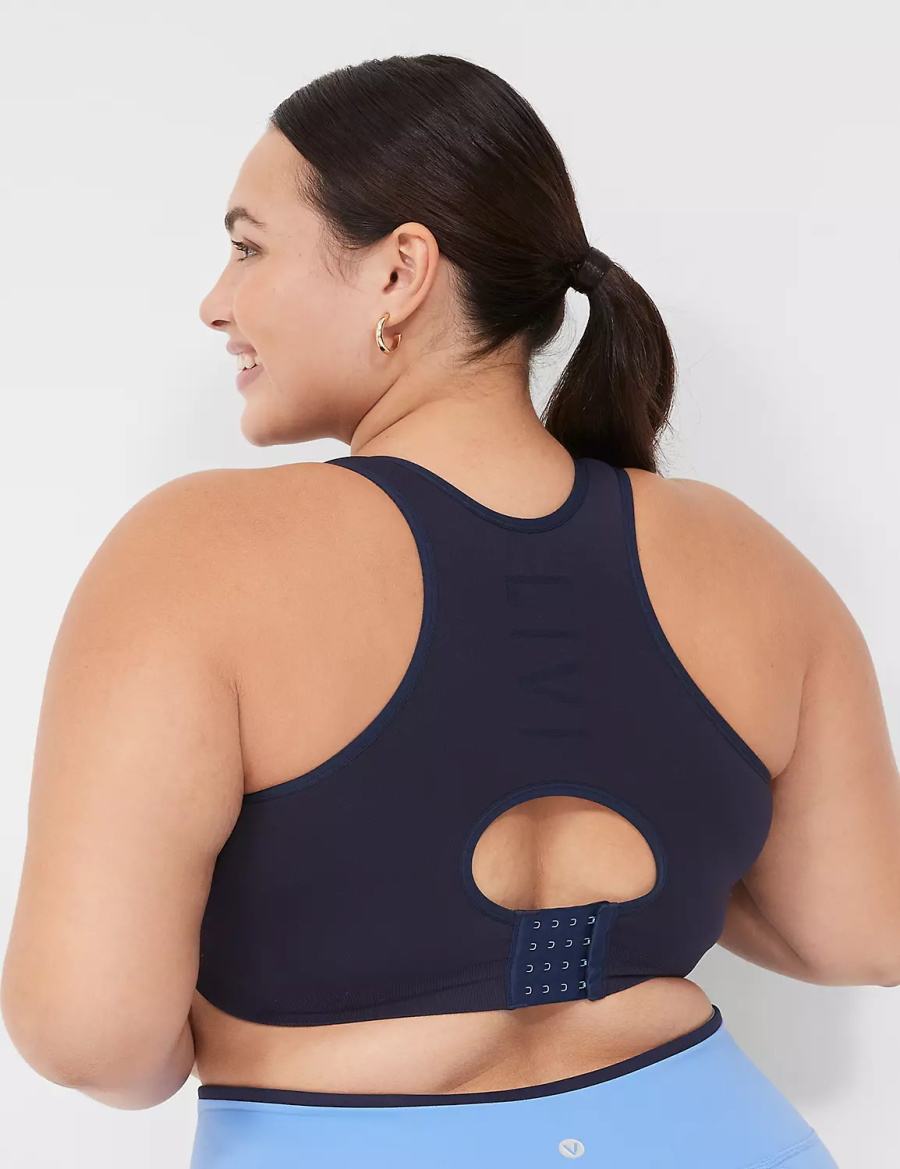 Lane Bryant LIVI Wireless Medium-Impact Seamless Women Sports Bra Blue | YMW5430VO