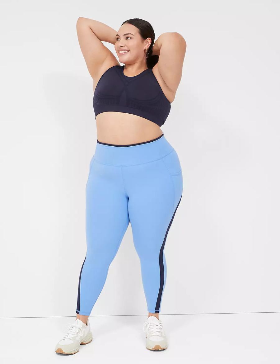 Lane Bryant LIVI Wireless Medium-Impact Seamless Women Sports Bra Blue | YMW5430VO