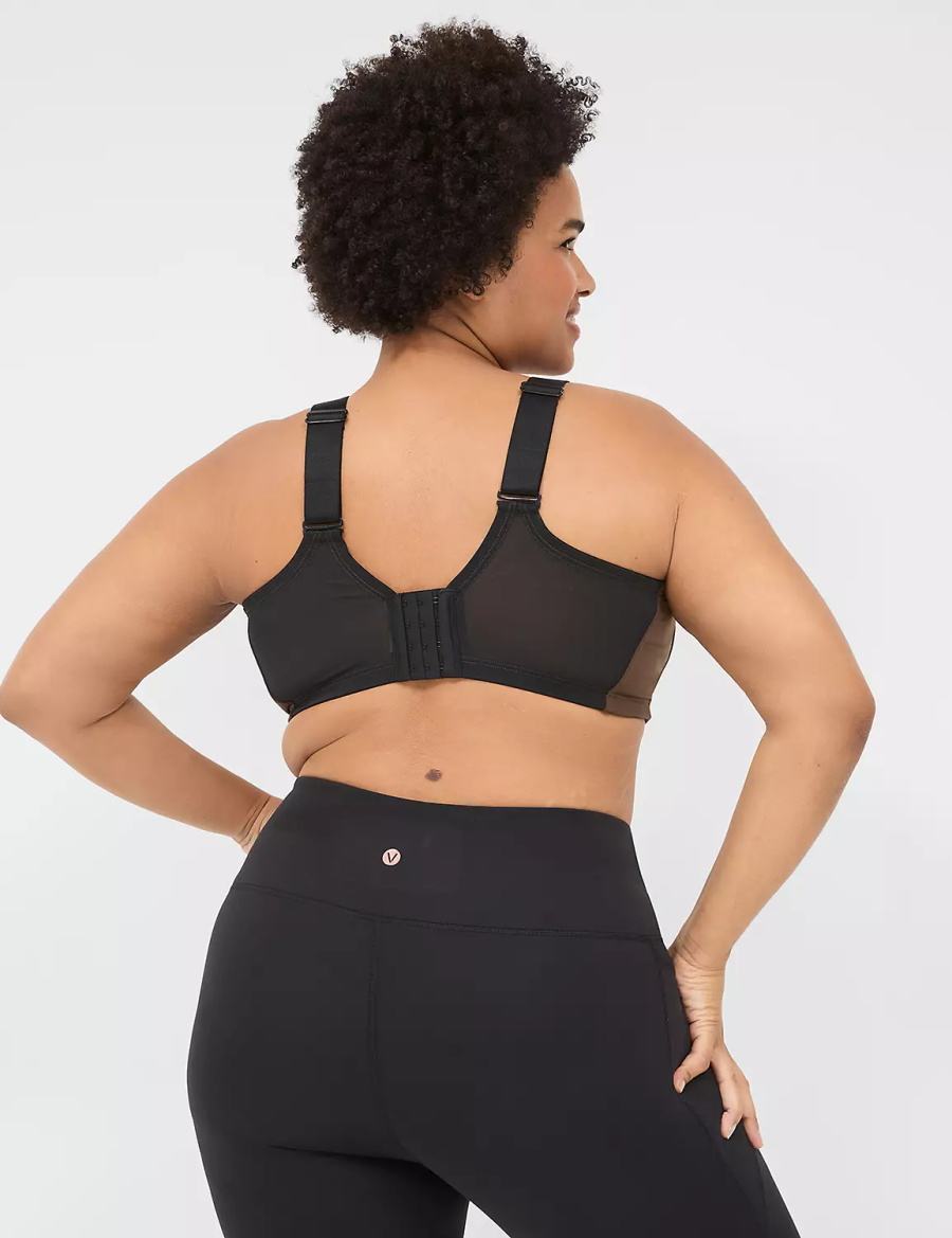 Lane Bryant LIVI Wireless Medium-Impact Wicking Women Sports Bra Dark Brown | ROD8412HO