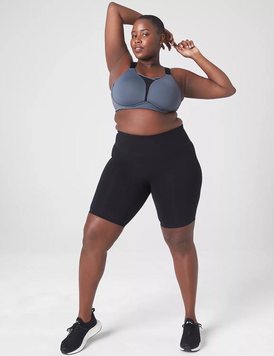 Lane Bryant LIVI Wireless Medium-Impact Wicking Women Sports Bra Grey Black | LMI4214ER