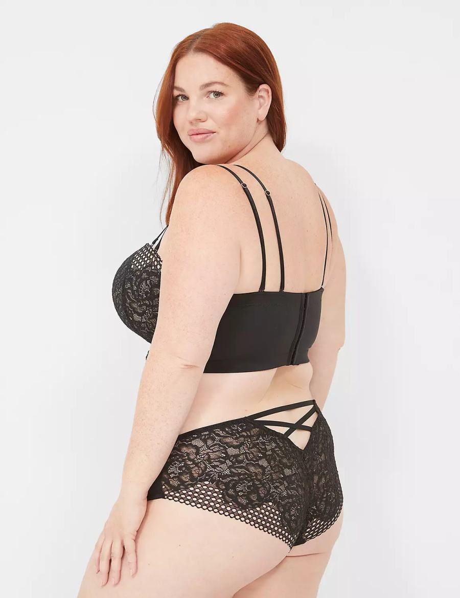 Lane Bryant Lace-Back Women Cheeky Panty Black | PCO2736LD