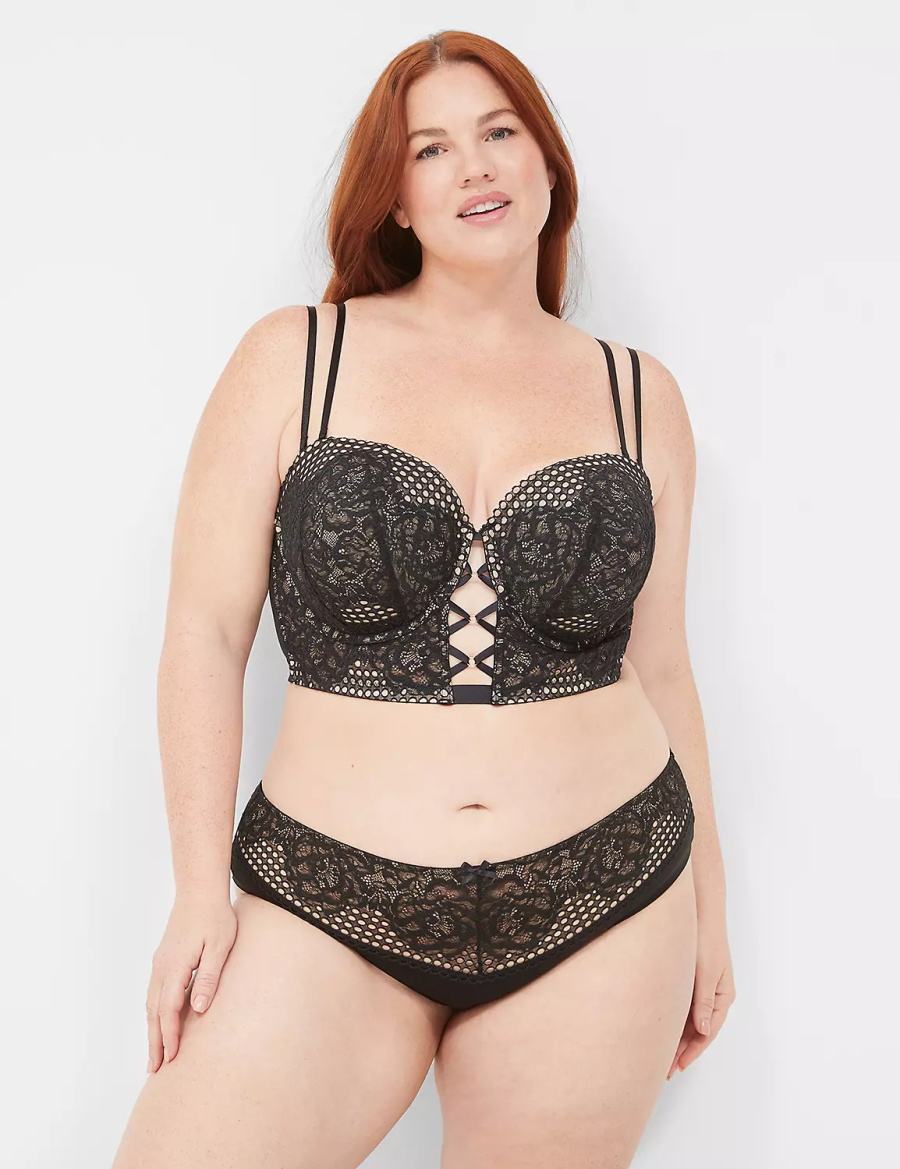 Lane Bryant Lace-Back Women Cheeky Panty Black | PCO2736LD