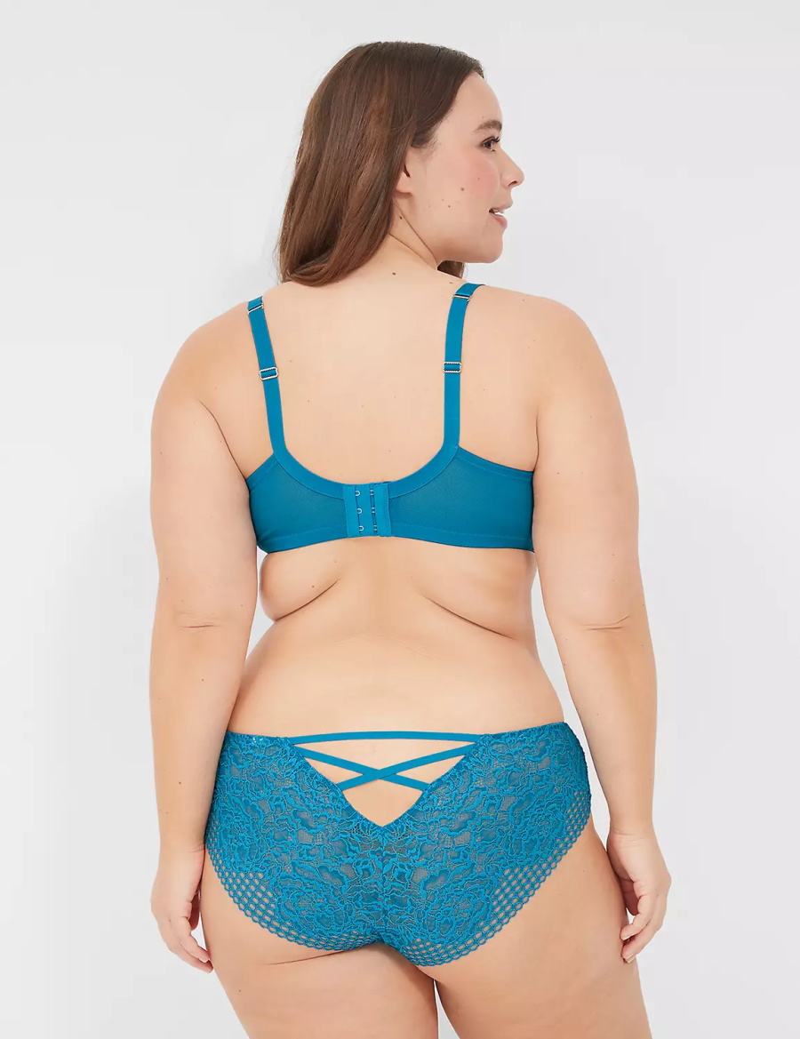 Lane Bryant Lace-Back Women Cheeky Panty Blue | UZL1385PQ