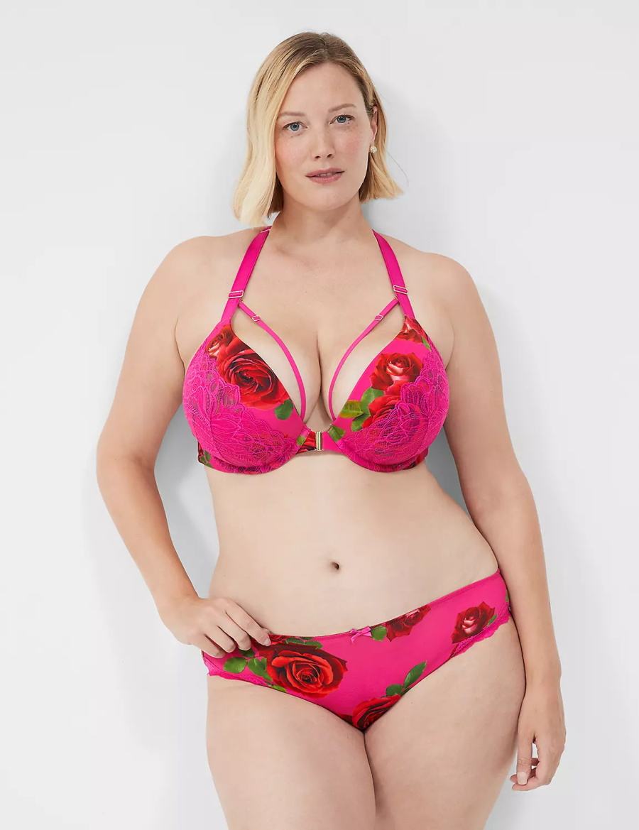 Lane Bryant Lace-Trim Women Bikini Panty Rose Fuchsia | SGU10046VC