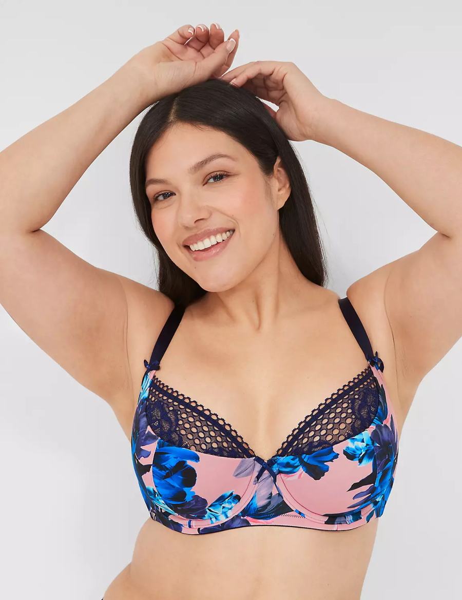 Lane Bryant Lace French Women Balconette Bra Pink Blue Black | GZP7559VH