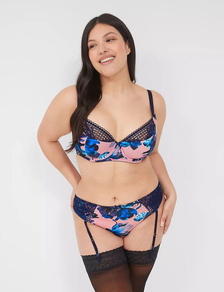 Lane Bryant Lace French Women Balconette Bra Pink Blue Black | GZP7559VH