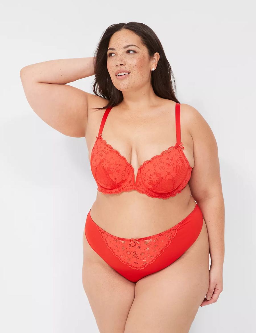 Lane Bryant Lace French Women Thong Panty Deep Red | TDX4095ZP