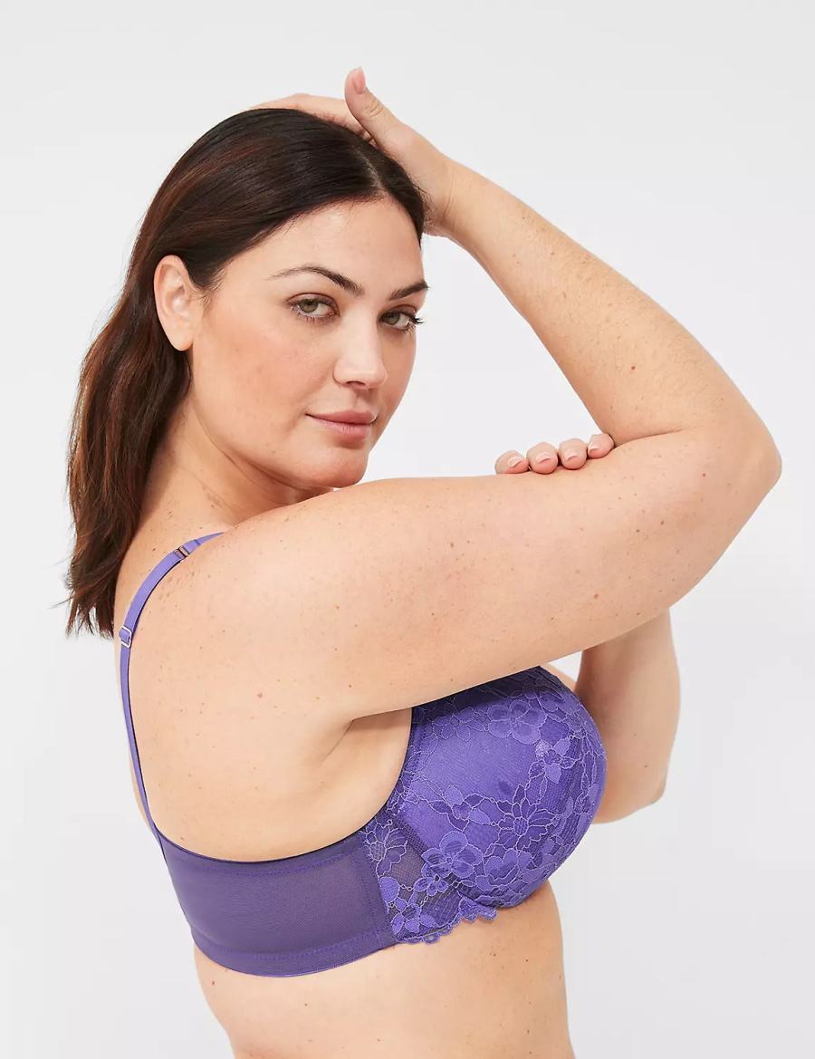 Lane Bryant Lace Max Boost Plunge Women Bralettes Purple | CTT9436II