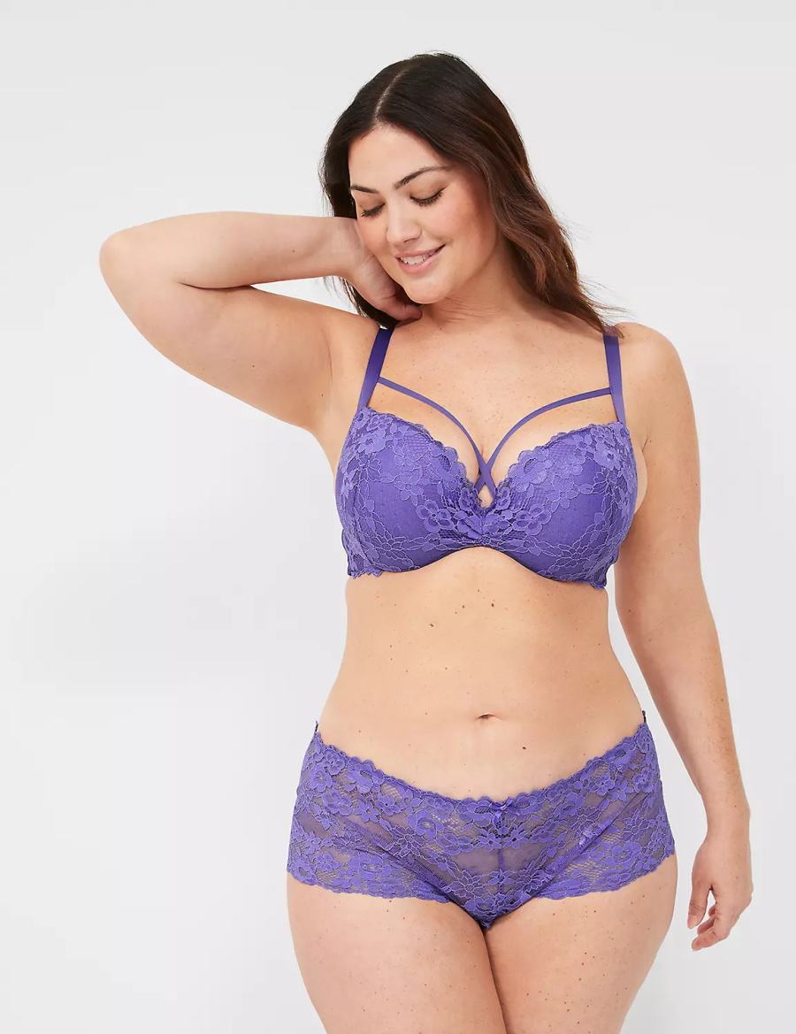 Lane Bryant Lace Max Boost Plunge Women Bralettes Purple | CTT9436II