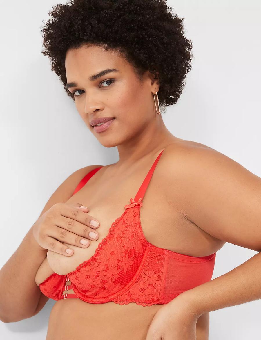 Lane Bryant Lace Quarter Cup Women Bralettes Deep Red | VAJ3269JS