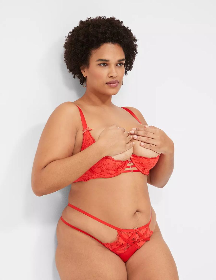 Lane Bryant Lace Quarter Cup Women Bralettes Deep Red | VAJ3269JS