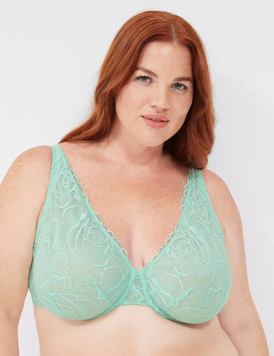 Lane Bryant Lace Unlined Full Coverage Women Bralettes Light Green | PYP4368NG