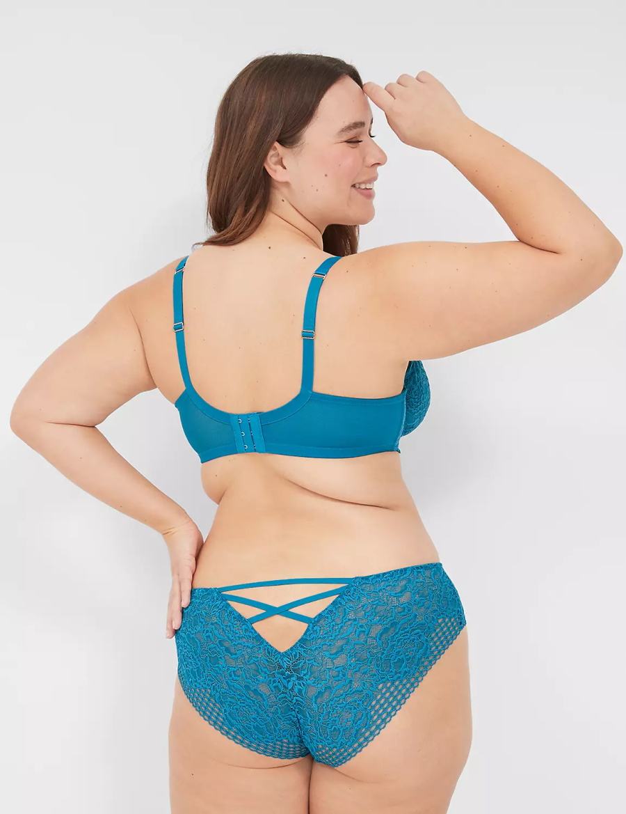 Lane Bryant Lace Unlined Women Balconette Bra Blue | NWF5775CM