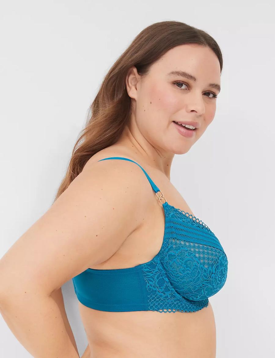 Lane Bryant Lace Unlined Women Balconette Bra Blue | NWF5775CM