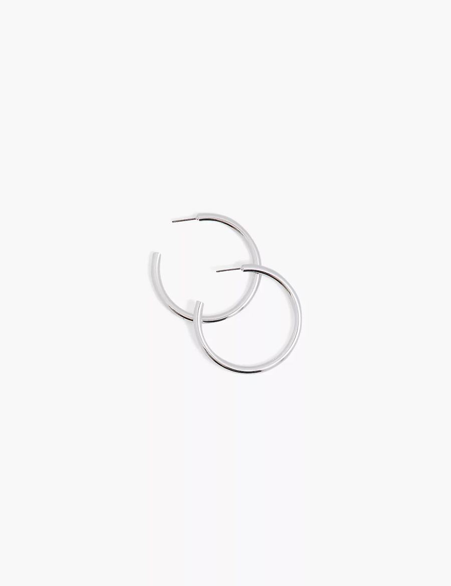 Lane Bryant Layered Women Hoop Earrings Silver | BDV9437CV