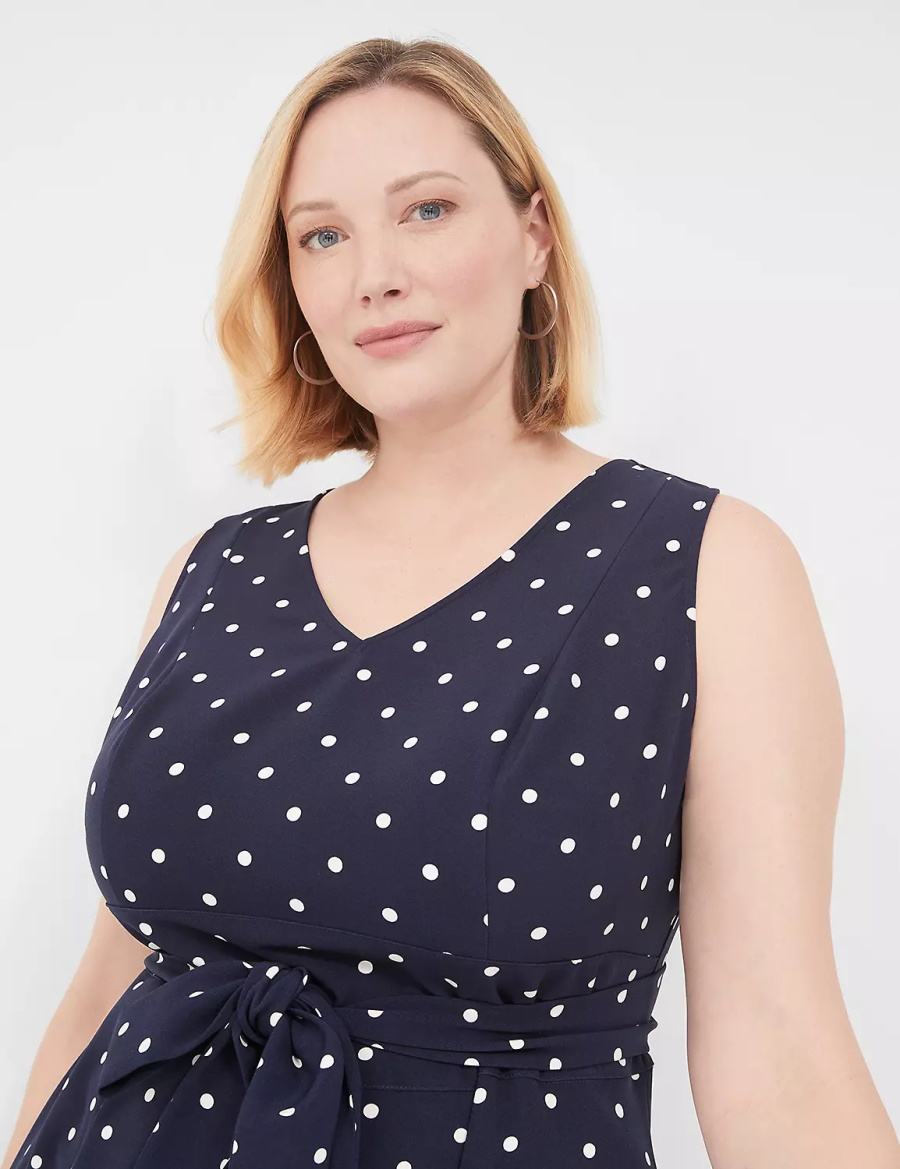 Lane Bryant Lena Sleeveless Level-Hem Women Midi Dress Navy | MHE421WX