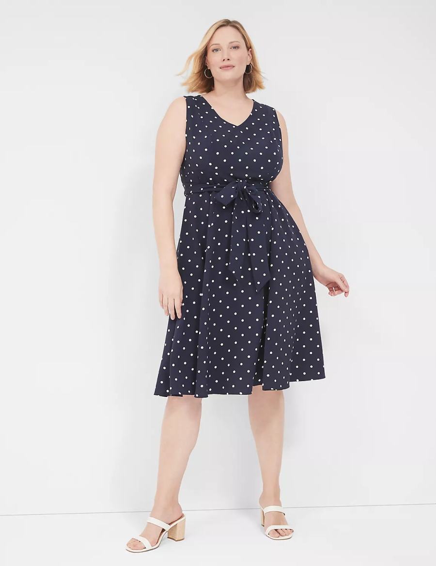 Lane Bryant Lena Sleeveless Level-Hem Women Midi Dress Navy | MHE421WX