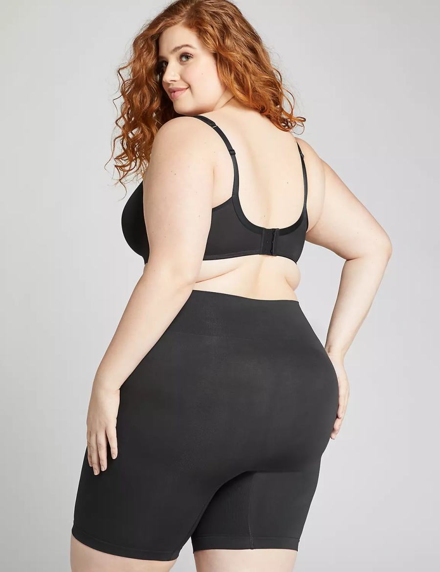 Lane Bryant Level 2 Shaping High-Waist Short Women Briefs Black | BJI3039IF