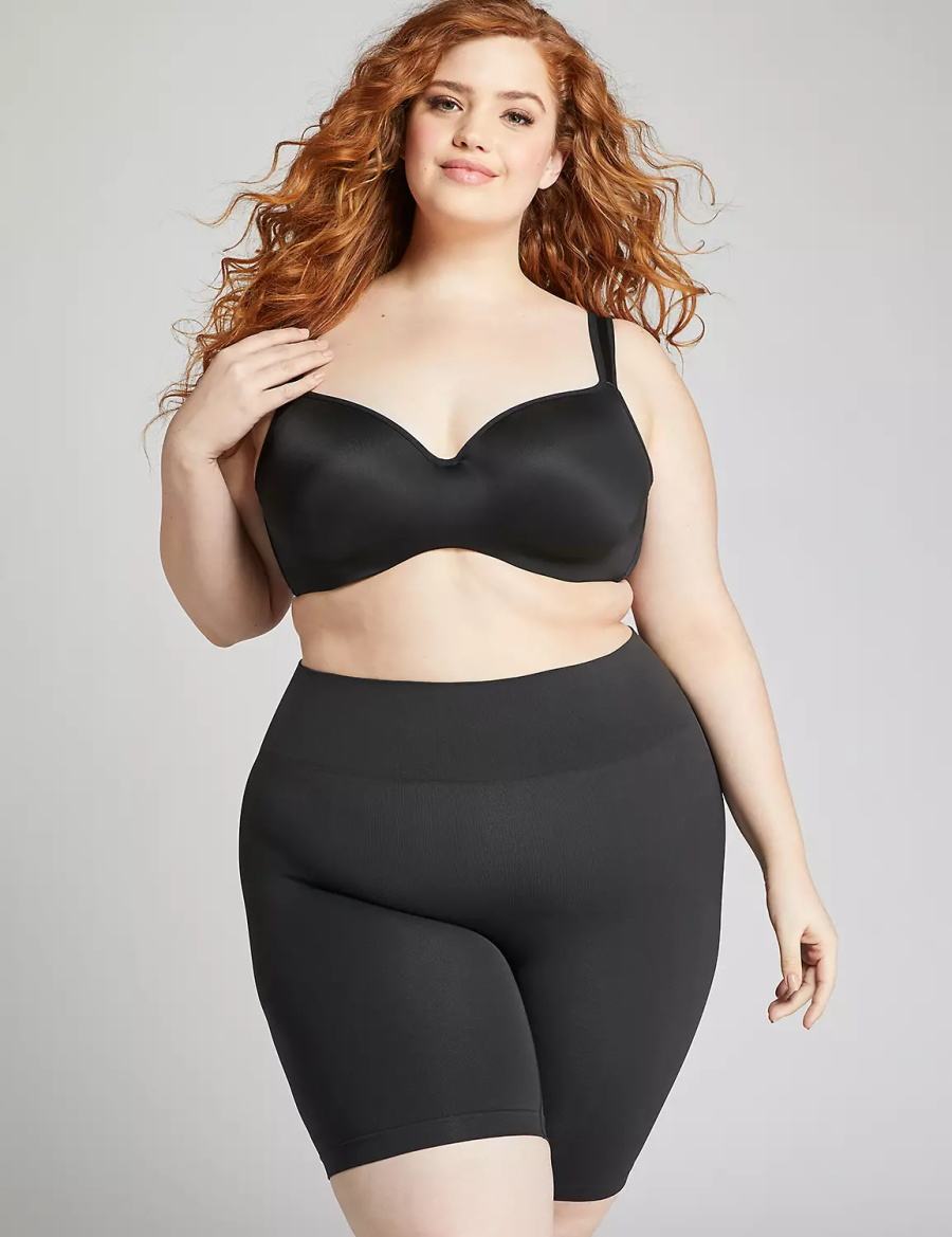 Lane Bryant Level 2 Shaping High-Waist Short Women Briefs Black | BJI3039IF