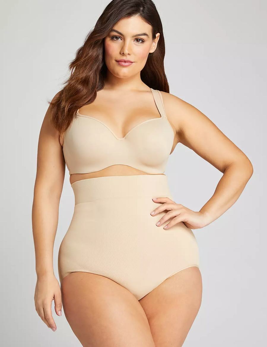 Lane Bryant Level 2 Shaping Ultra High-Waist Brief Women Briefs Beige | KYE3291FM