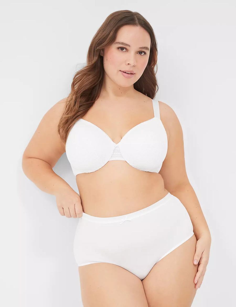 Lane Bryant Lightly Lined Full Coverage With Lace Women Bralettes White | OSX5978PC