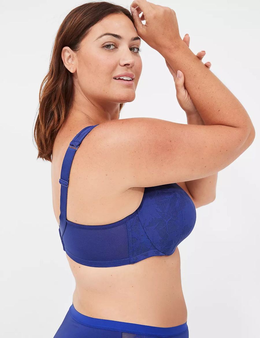 Lane Bryant Lightly Lined Full Coverage with Lace Overlay Women Bralettes Blue | FYS302DE