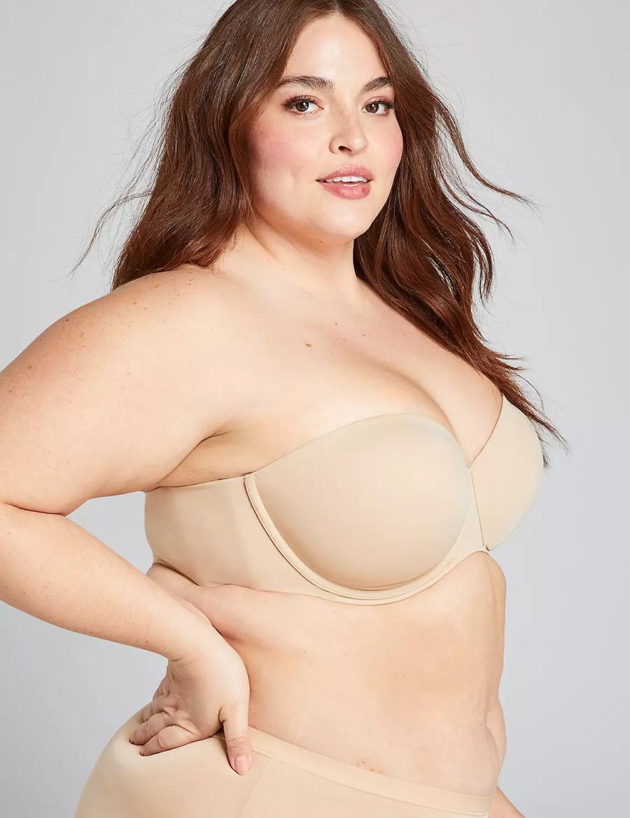 Lane Bryant Lightly Lined Multi-Way Women Strapless Bra Beige | AAK827AG