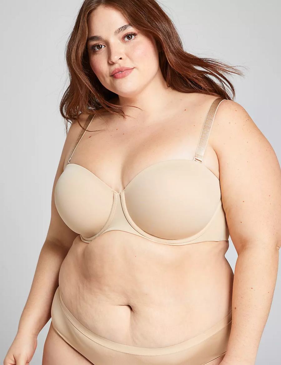 Lane Bryant Lightly Lined Multi-Way Women Strapless Bra Beige | AAK827AG