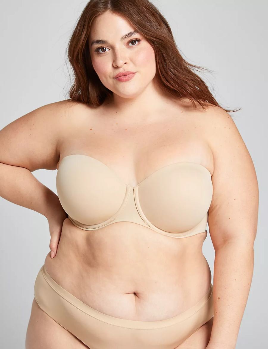 Lane Bryant Lightly Lined Multi-Way Women Strapless Bra Beige | AAK827AG