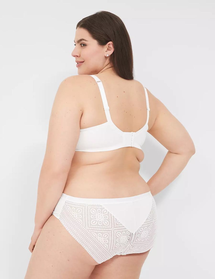 Lane Bryant Lightly Lined With Lace Women Balconette Bra White | LCN985NU