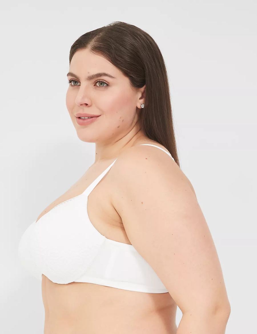 Lane Bryant Lightly Lined With Lace Women Balconette Bra White | LCN985NU