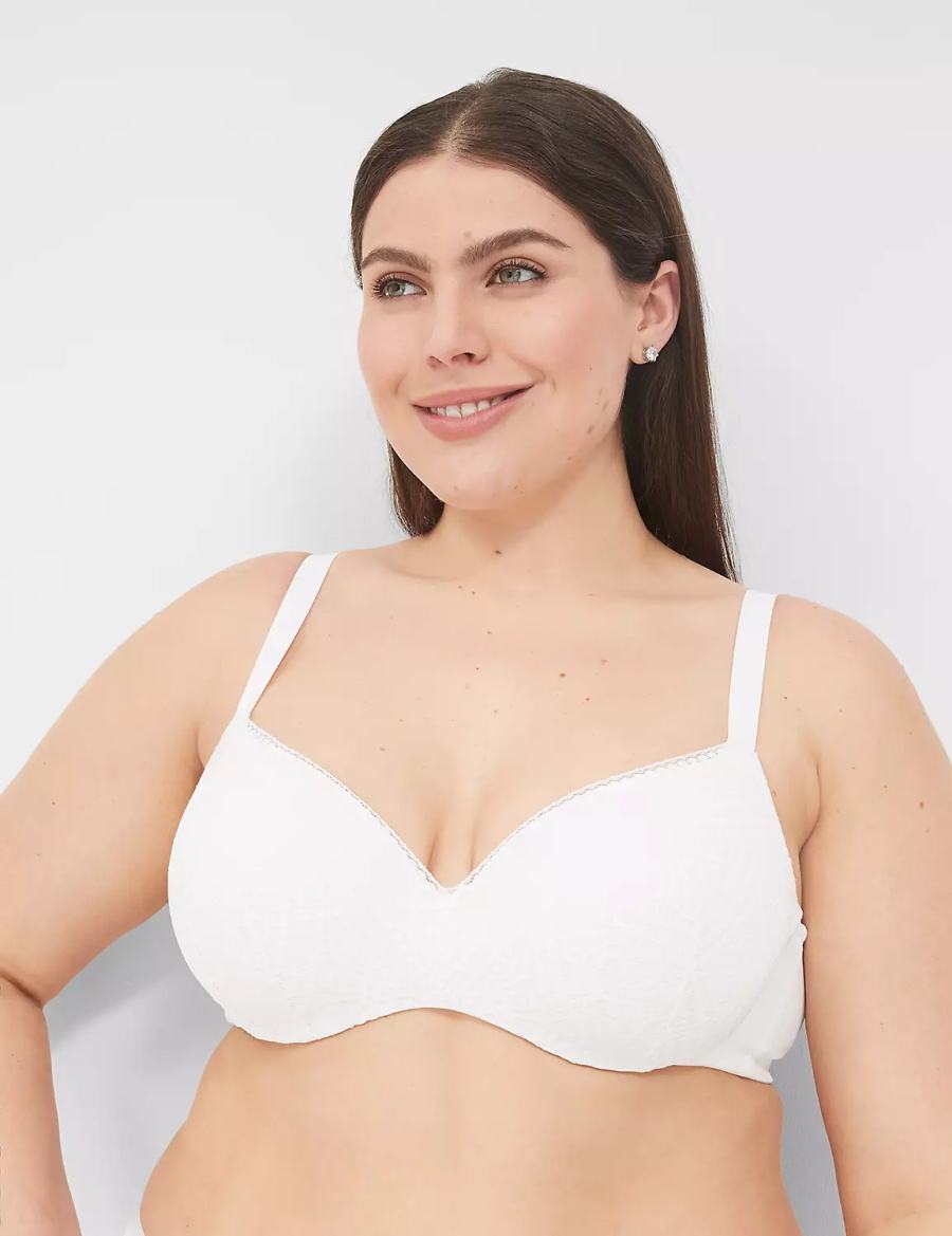 Lane Bryant Lightly Lined With Lace Women Balconette Bra White | LCN985NU